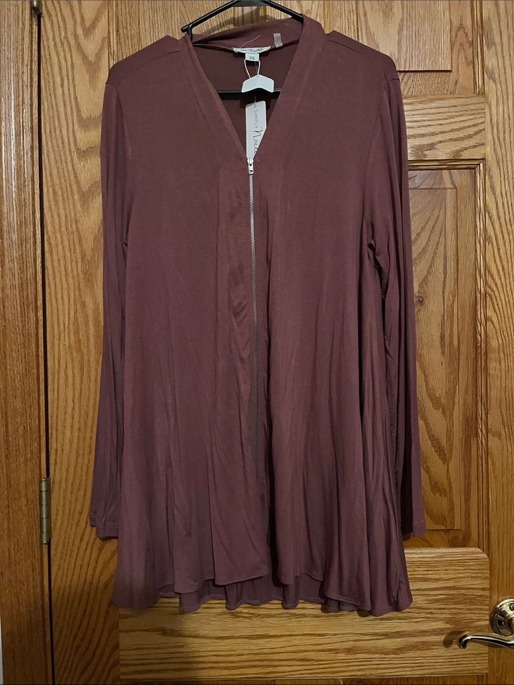 Simply Noelle Zip-Front Cardigan in Mauve Plum